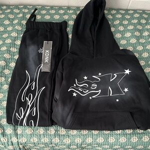 KDNK Black Hoodie with Graphic Design